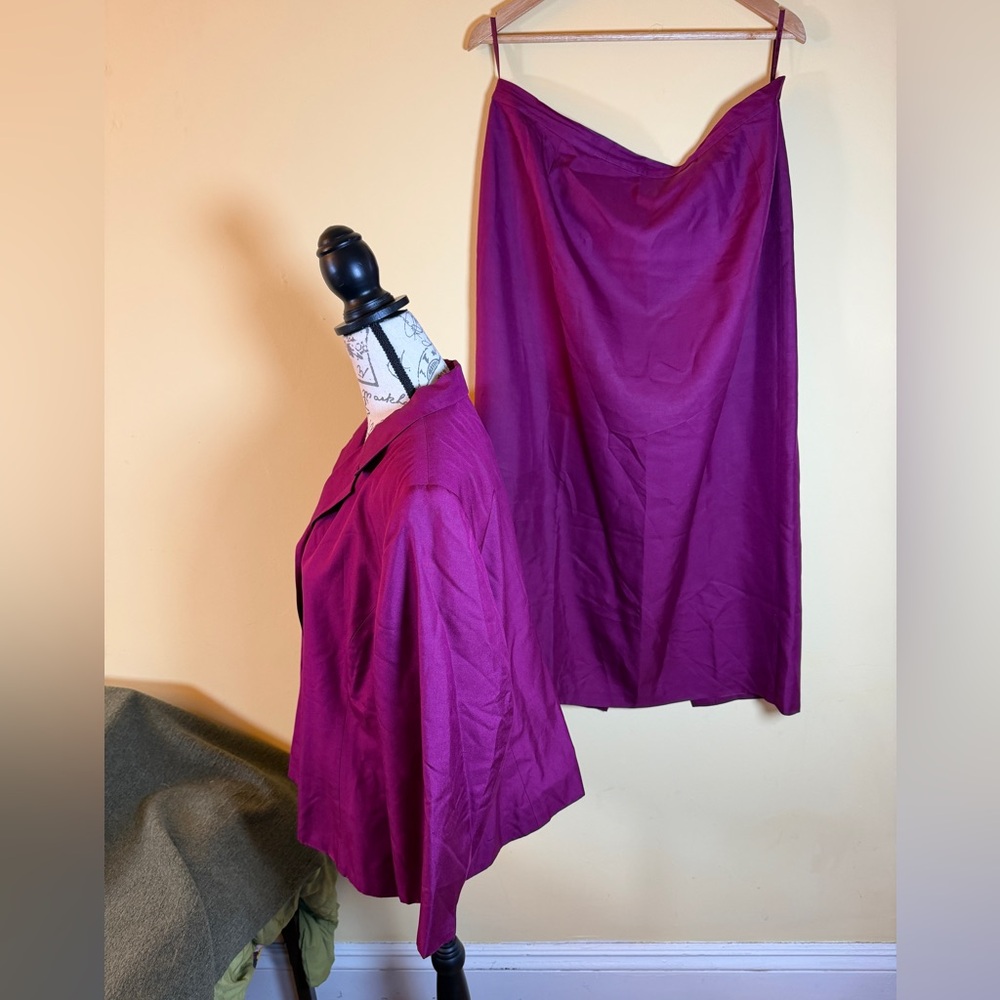 Talbots 2 pc Silk Suit size 18 purple - Picture 3 of 14